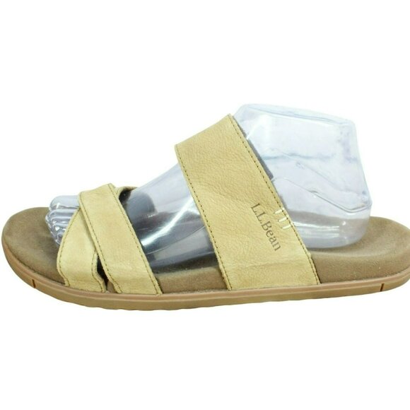 LL Bean Go-Anywhere Brown Leather Slip On Comfort Casual Sandals Size 10 M - Picture 1 of 9